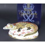 A Royal Crown Derby Crocodile paperweight, Exclusive gold signature edition, boxed 16.