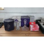 A collection of boxed glass ware, to include; an Edinburgh crystal vase,