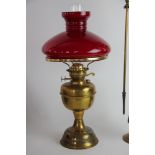 A Victorian brass oil lamp,