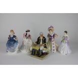 Four figurines to include; Royal Doulton Lady Doulton 1995 'Lily' HN3626,