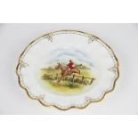 A Royal Crown Derby hunting plate, depicting a huntsman on horseback,