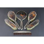 A six piece silver and tortoiseshell backed dressing table set, C & A, London 1920,