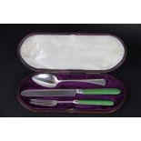A cased silver and stained green ivory officers campaign set, London 1803,