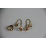 A pair of 9ct tricolour gold entwined knot earrings,