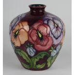 A Moorcroft Pansy pattern vase, c.