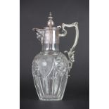 A glass and silver plate mounted claret jug, James Dixon & Sons, 1871-1898,