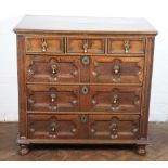 A Jacobean oak chest of drawers, late 17th Century and later,