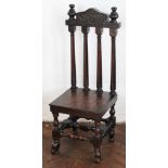 A 19th Century Dutch marquetry inlaid oak chair,