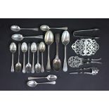 A collection of silver, to include: a silver buckle Colen Hewer Cheshire Birmingham 1898,