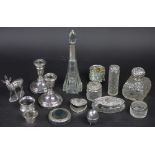 A selection of silver boxes and bottles,