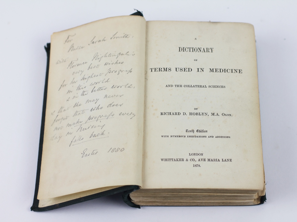 FLORENCE NIGHTINGALE (1820-1910) a signed and dedicated copy of A DICTIONARY OF TERMS USED IN - Image 2 of 4