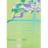 Otl Aicher, an original 1972 Munich Summer Olympics poster depicting 110m hurdles,
