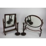 A late 19th Century mahogany skeleton frame toilet mirror,
