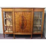 An Edwardian inlaid mahogany break front display cabinet,