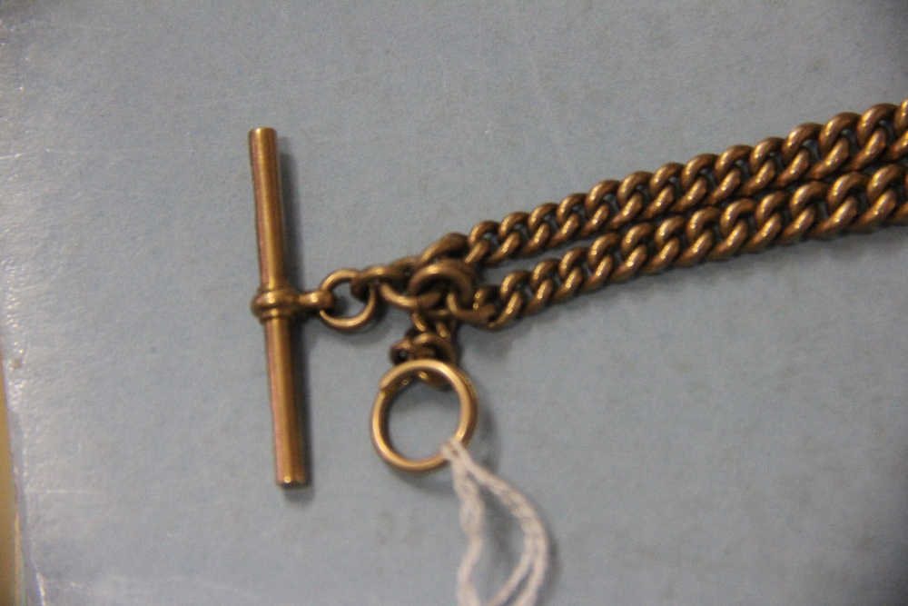 A 9ct gold curb link albert and bar, - Image 7 of 8