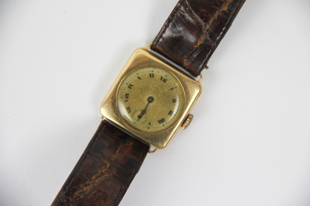 An 18ct gold cased wristwatch, London 1919,