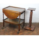 A Victorian mahogany pedestal, with spiral fluted column,