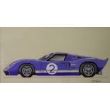 W D Roberts,
three pen and gouache pictures of cars,