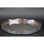 A silver plated oval gallery tray,