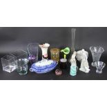 A collection of decorative ceramics and glass, to include; a Lladro and a Nao figure,