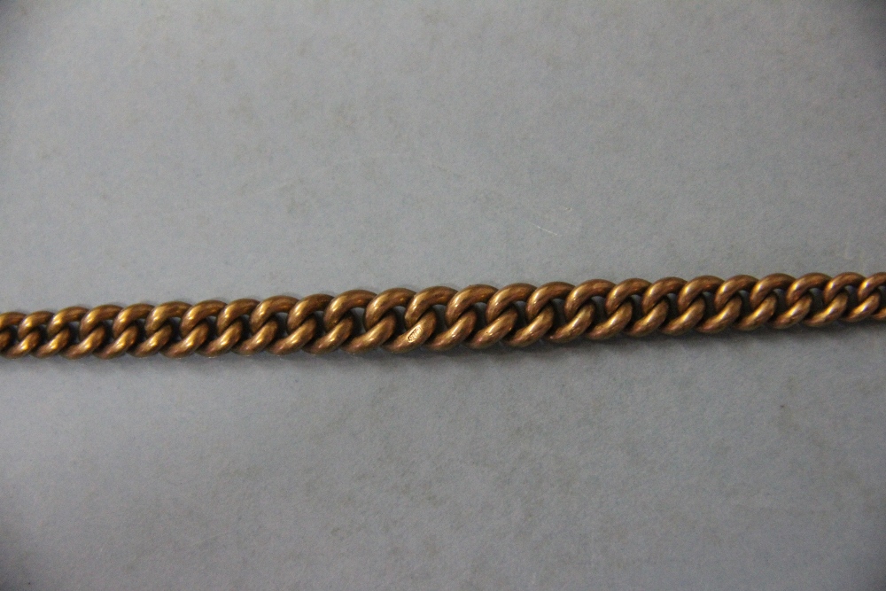 A 9ct gold curb link albert and bar, - Image 4 of 8