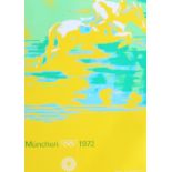 Otl Aicher, an original 1972 Munich Summer Olympics poster depicting eventing,