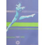 Otl Aicher, an original 1972 Munich Summer Olympics poster depicting gymnastics,