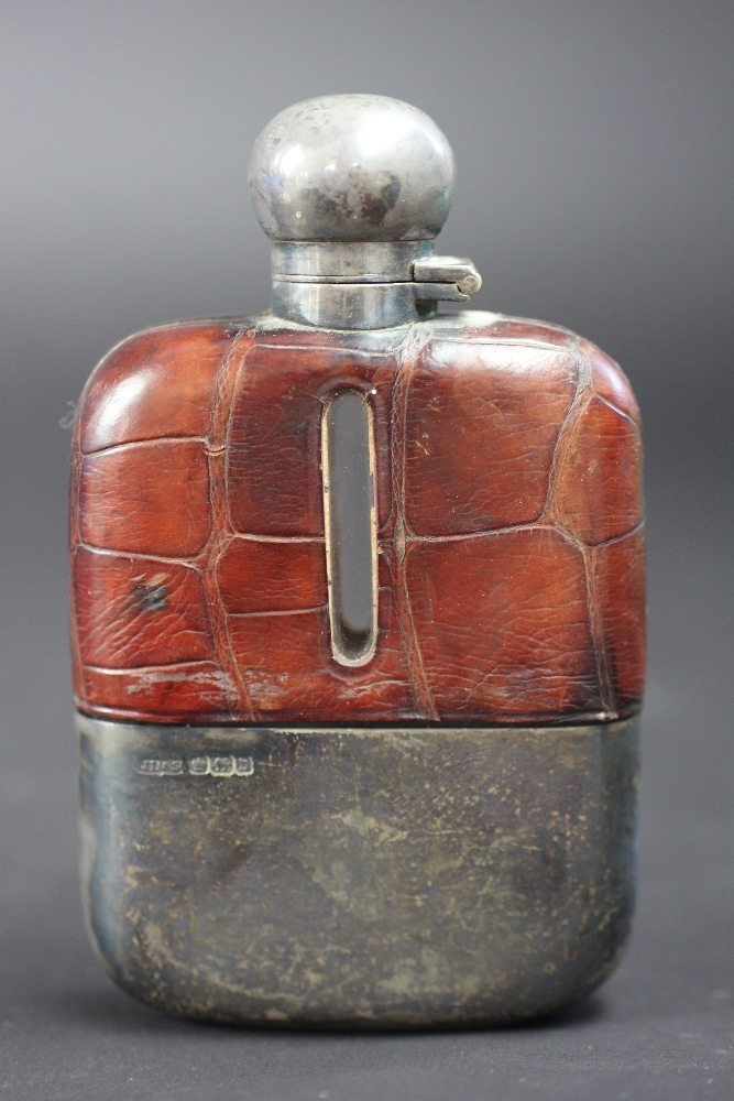 A George V silver mounted glass spirit flask, James Dixon & Son, Sheffield, 1913,