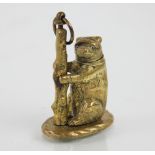 A late Victorian novelty brass vesta case modelled as The Warwickshire Bear, 8.