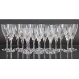 Seven Stuart Crystal wine glasses and nine smaller dessert glasses (16)