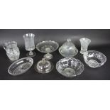 A collection of 19th Century and later glass wares; to include a muffin dish and cover;