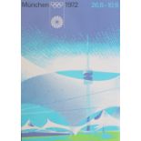 Otl Aicher, an original 1972 Munich Summer Olympics poster depicting the television tower,