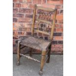 Four beech and ash ladder back chairs,