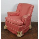 An early 20th Century George III style wing back arm chair,