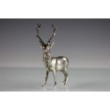 A silver stag, SMD London 1972, naturalistically modelled standing,