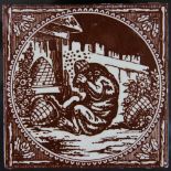 Two 19th century Minton Hollis & Co dust pressed tiles decorated with Aesops Fables,