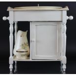 A French nursery wash stand set by Sarreguemines, outside decorated,