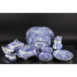 A Spode Tower Pattern part dinner service, comprising two meat plates, two tureens and covers,