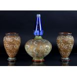 Three pieces of Doulton Lambeth, Slaters Patent stoneware,