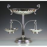 A large plated epergne / table centrepiece, designed as a large central,