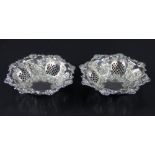 A pair of late Victorian pierced silver bon bon dishes, Elkington & Co, Birmingham 1900,