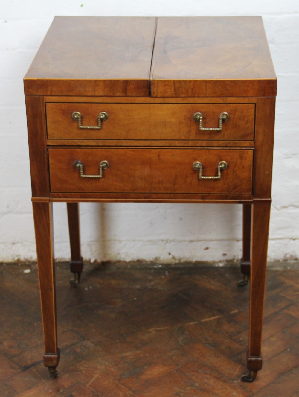 A Regency inlaid mahogany Gentleman's writing desk or poudreuse,