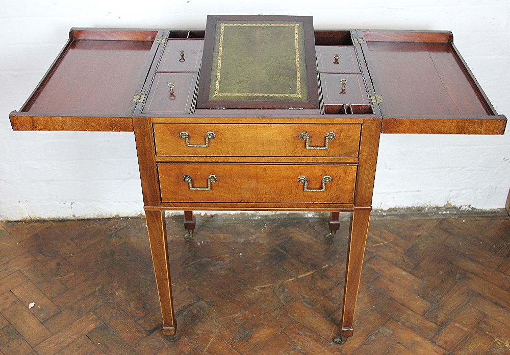 A Regency inlaid mahogany Gentleman's writing desk or poudreuse, - Image 3 of 4