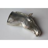 A silver stirrup cup modelled as a horses head, John Henry Odell, London 1975, 10.5cm, 6.