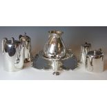 A Victorian silver plate drinks ewer, an entree dish and cover,