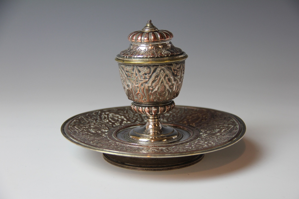 A Victorian electroplate inkwell by Asprey & Co,
