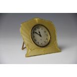 A George V silver and yellow enamel eight day timepiece, Arthur Cook, Birmingham 1929,