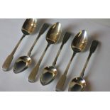 A set of six silver fiddle pattern spoons Solomon Hougham, London 1816, monogrammed 'F',