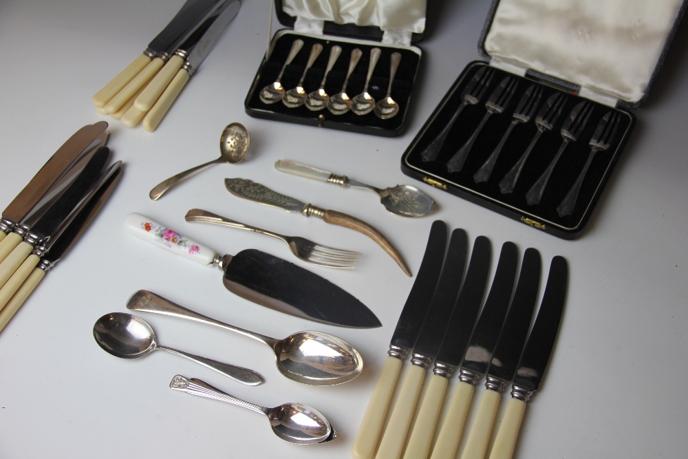 A collection of silver plate flatware, to include a part suite of Art Deco cutlery, - Image 2 of 2