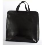 BORSA grande in pelle nera con manici corti. Anni '80